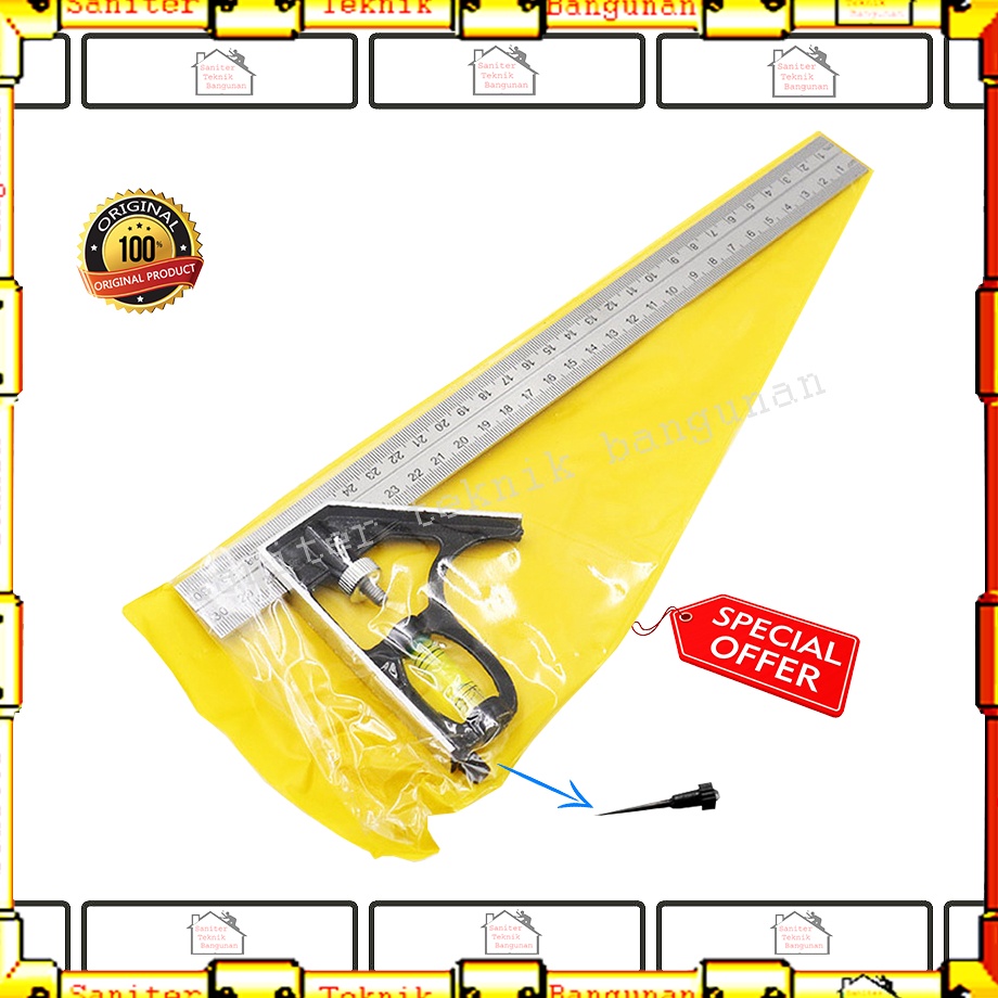 

Super Viral Penggaris Siku Meter Waterpas 12 Inch Belter Pengaris Sudut