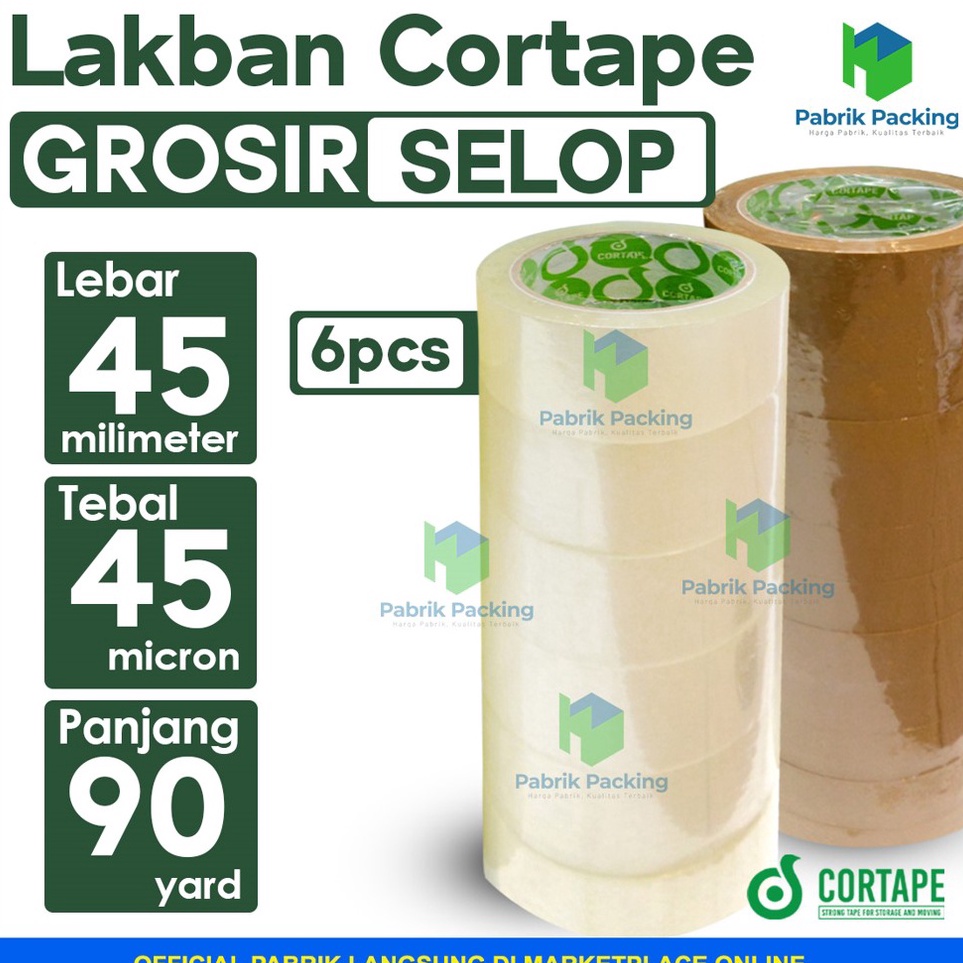 

Pasti Sampai Lakban Cortape Ukuran 45mm x 9yard Grosir Termurah Per Selop