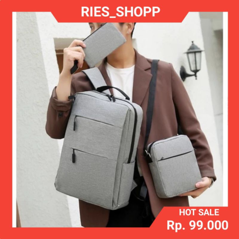 TAS RANSEL 3 IN 1 IMPORT, TAS LAPTOP SLEMPANG POUCH BAG, TAS KERJA RANSEL SEKOLAH