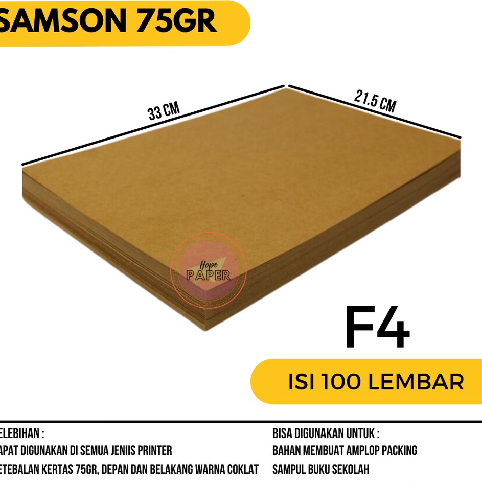 

Grosir Populer Kertas Samson F4 isi 1 lembar Kertas Samson 8 gsm Kertas Samson 75 gsm