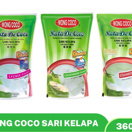 

Wong coco sari kelapa cocopandan / leci 360 gram