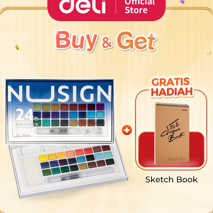 

Baru Update Nusign Solid Watercolor Paint Set Cat Air Padat 24 Warna Gratis Brush Pen NS733