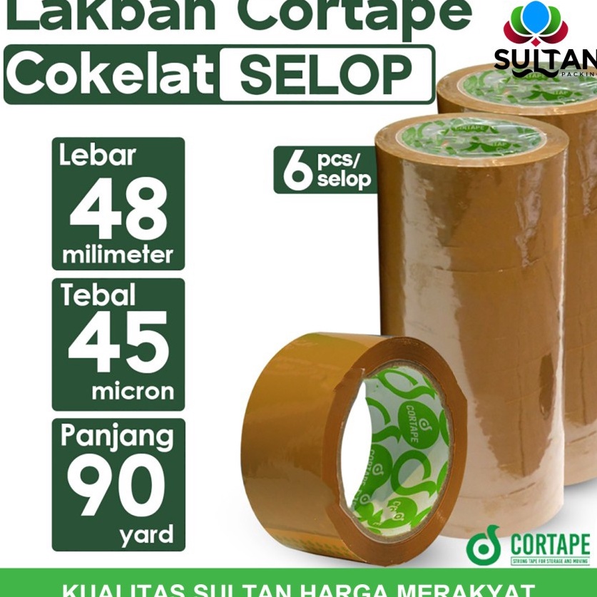 

Super Meriah Lakban Cortape Coklat 48 mm x 9 yard Setara Daimaru 1 Selop