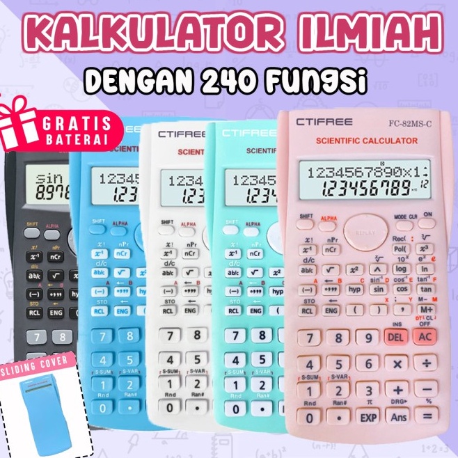 

KODE C33T Kalkulator Color Function Scientific Calculator 24 Fungsi Ujian Sin Cos Tan Ilmiah FC82MSC 5 Warna