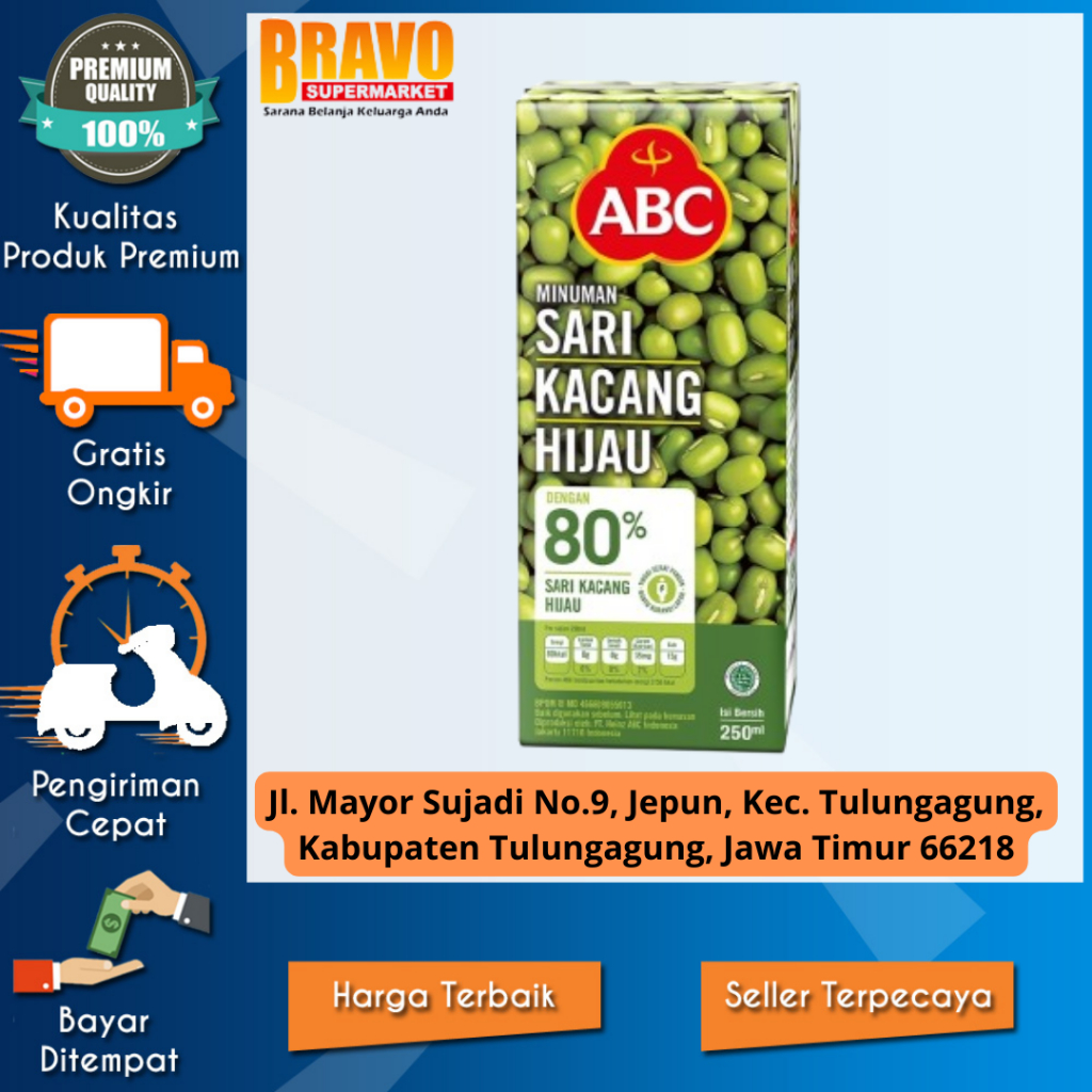 

Bravo Supermarket Tulungagung - ABC Minuman Sari Kacang Hijau 250ML