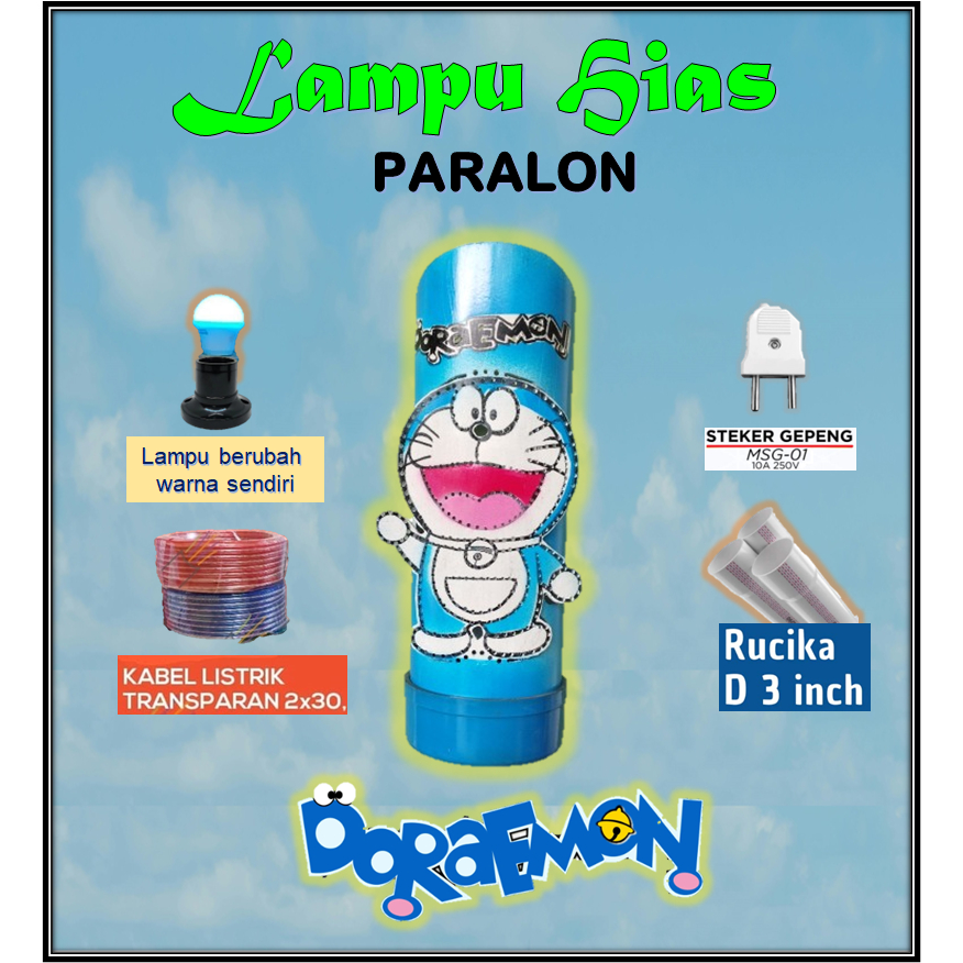 Lampu Hias Paralon LED 3D Lampu Dinding Lampu Tidur Karakter Doraemon