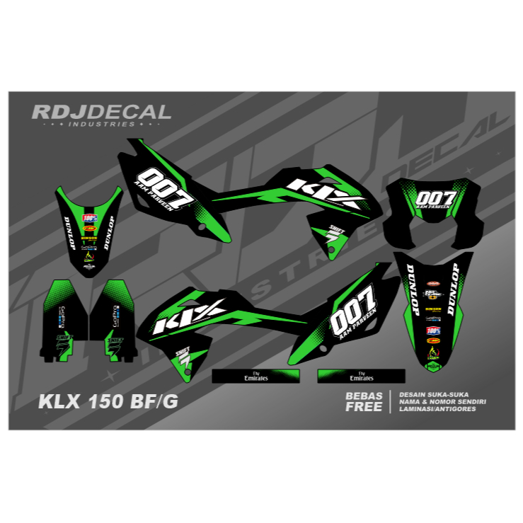 DECAL STIKER KLX BF (008) DEKAL STICKER KLX 150 G/NEW/SE EXTREME FULLBODY 2016 2017 2018 2019 2020 2