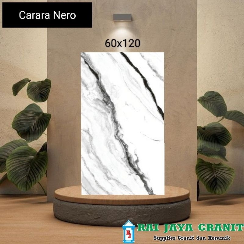 Granit ukuran 60x120 Carara Nero Valentino gress
