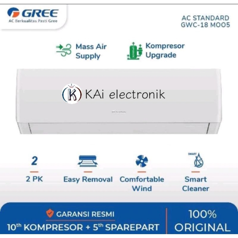 ac gree 2 pk standart GWC-18MOO5A garansi resmi 10 tahun