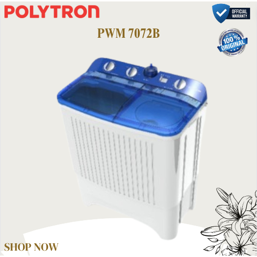 POLYTRON Mesin Cuci 2 Tabung Primadona Giant PWM 7072B 7KG/PWM-7072B/PWM 7072B/ORIGINAL BERGARANSI