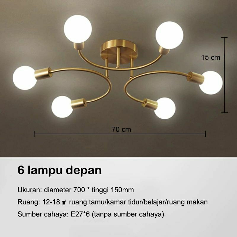 lampu hias 6 kepala / lampu hias / lampu gantung / lampu plafon / lampu hias plafon