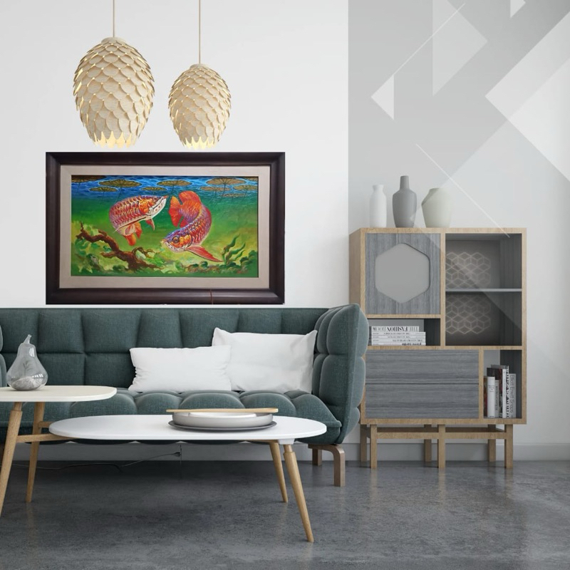 lukisan 2 ikan arwana