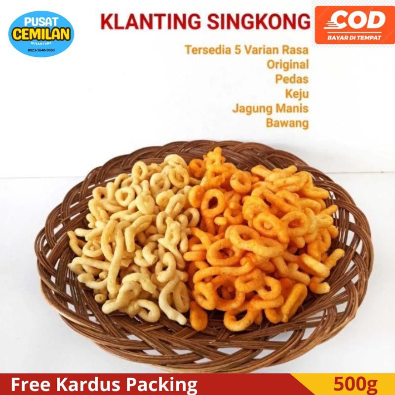 

Snack kiloan enak murah camilan cemilan Lanting, slondok, alen-alen ori, keju, pedas manis, barbeque, jagung bakar, bawang, MP 500 gram