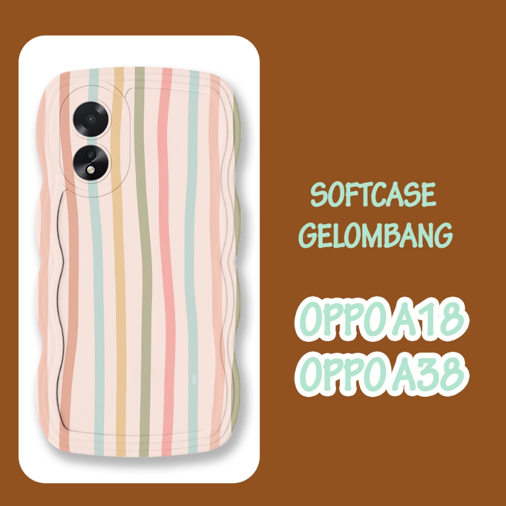 Softacase Gelombang Untuk OPPO A18 OPPO A38 New Motif Kartun Softcase Protac camera Silikon Hardcase