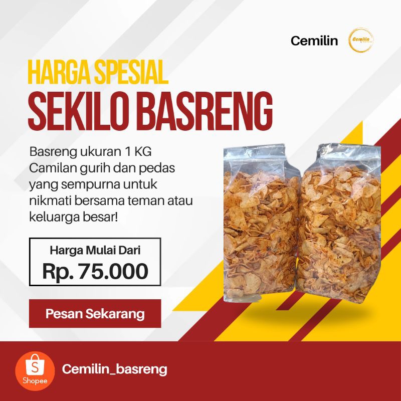 

basreng pedas dan original daun jeruk ukuran 1 kg