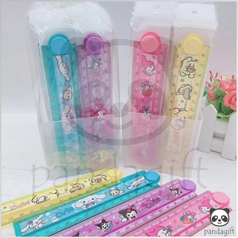 

KODE P6F6 COD 1 Pack isi 4 Pcs Penggaris lipat 3 cm sanrio cinnamoroll melody kuromi GG318