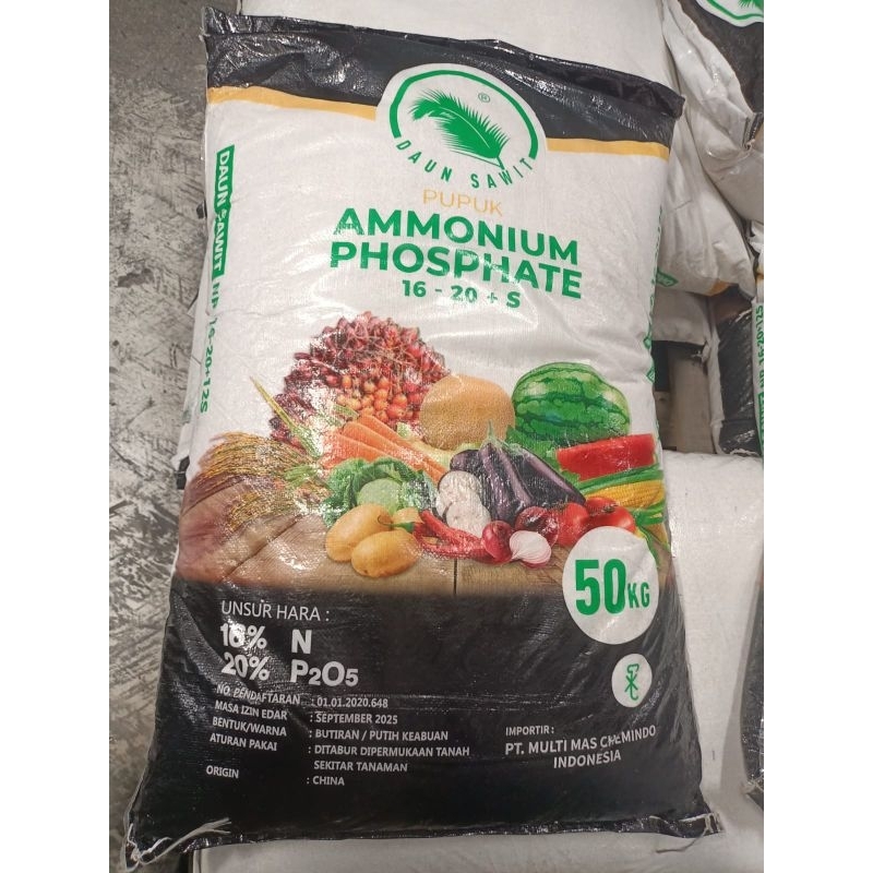 PUPUK AMMONIUM PHOSPATE 16-20+S merk DAUN SAWIT 50KG