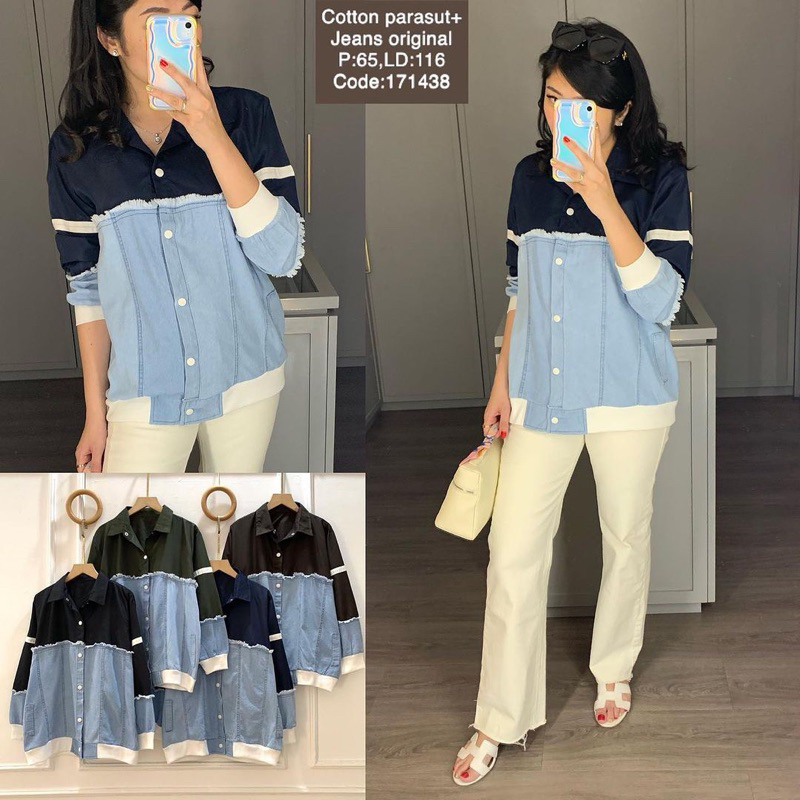 atasan import wanita combinasi/parasut/jeans original