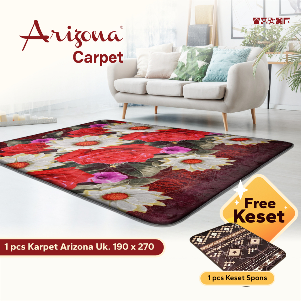 [190x270cm] Cosmo Joy Karpet Busa Malaysia Arizona Motif Bunga