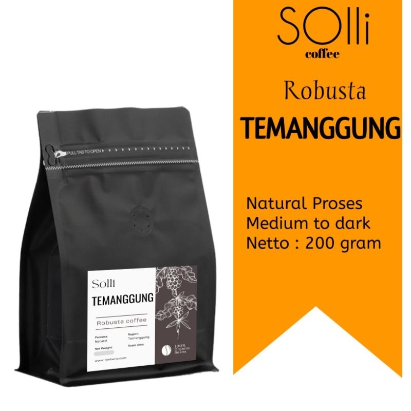 

SOlli Coffee | Kopi Robusta Temanggung | 200 gr | Medium to | Natural Proses | Biji / Bubuk