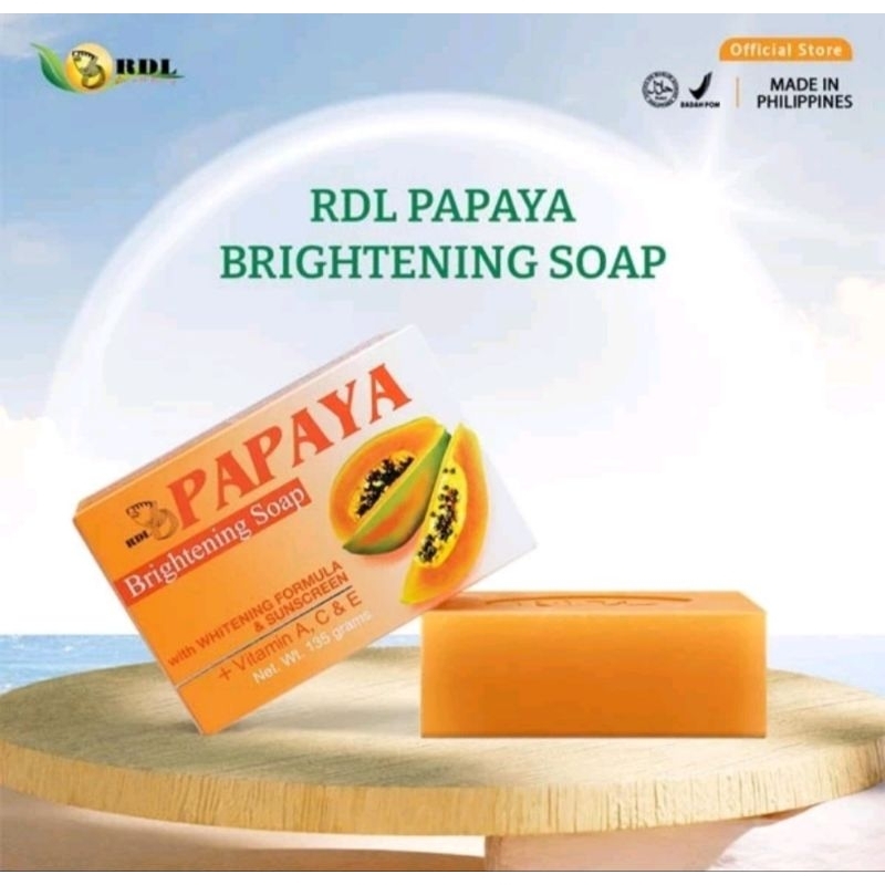 [ORI 100%] Sabun RDL Papaya Whitening Original with Sunscreen BPOM 135gr | Sabun Pepaya RDL | RDL SA