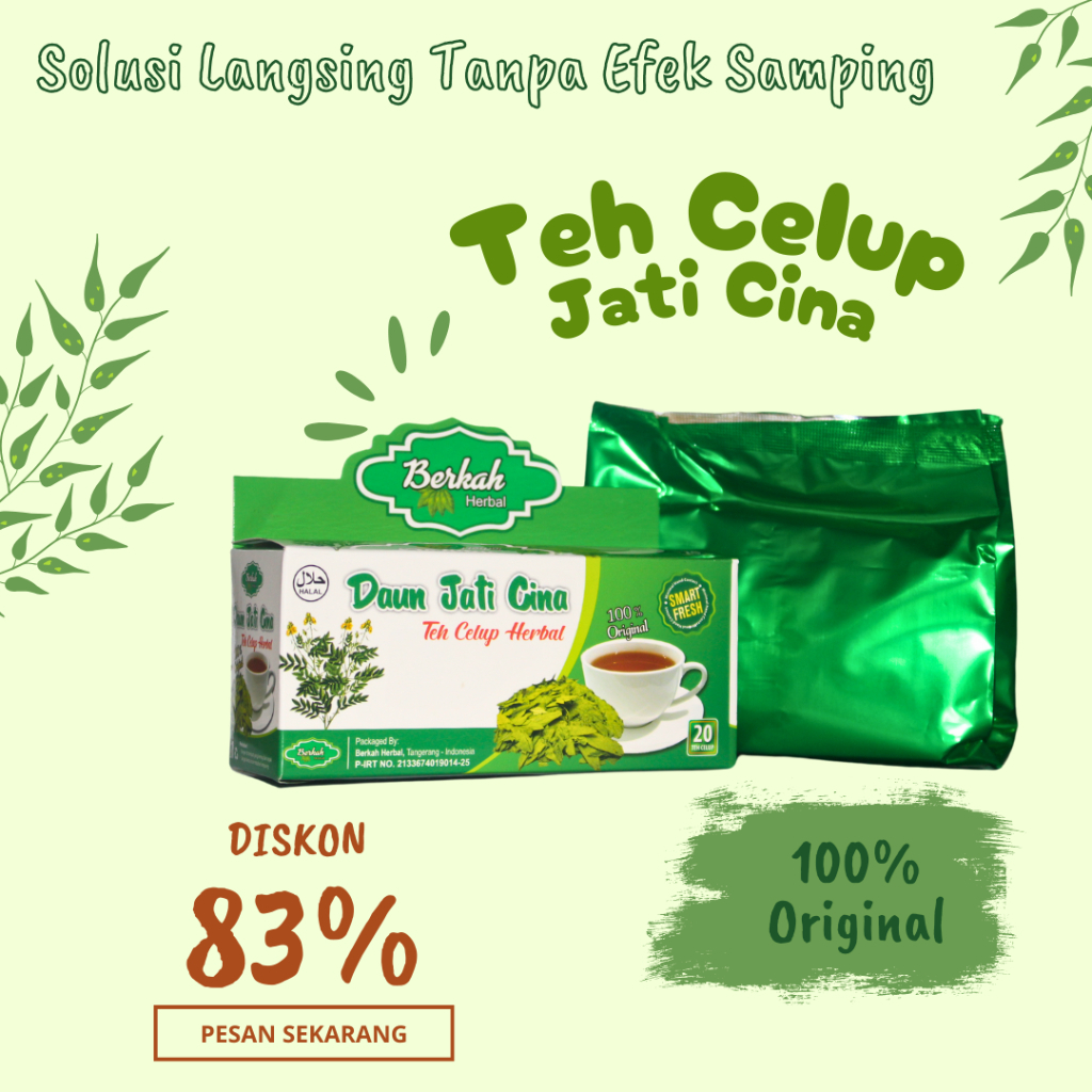 

READY TEH Celup Herbal Daun Jati Cina Berkah | TEH PELANGSING Teh CELUP Jati Cina BERKAH HERBAL TEH PELANGSING isi 20 Bag | Teh Diet Herbal Daun Jati Cina - Menurunkan Berat Badan - 100% Daun Jati Cina Asli