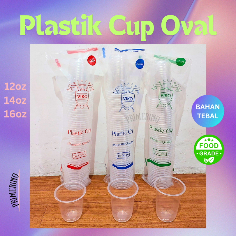 Gelas Oval 16oz Viko / Cup Oval / Gelas Plastik Cup Pop Ice Jus 16 oz