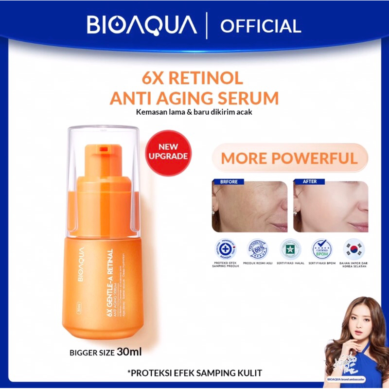 BIOAQUA 6X Gentle-A Retinol Serum Wajah Anti Aging Essence 30ml Dark Spot Serum Brightening untuk Fl