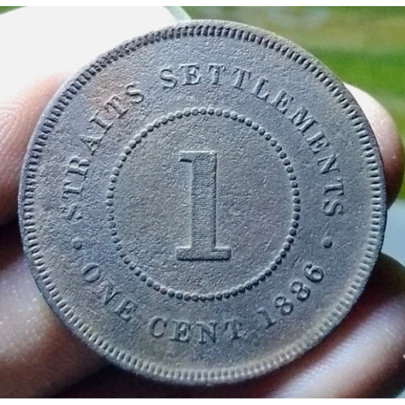 uang koin kuno straits settlements (Malaysia) 1 cent tahun 1884 - 1886