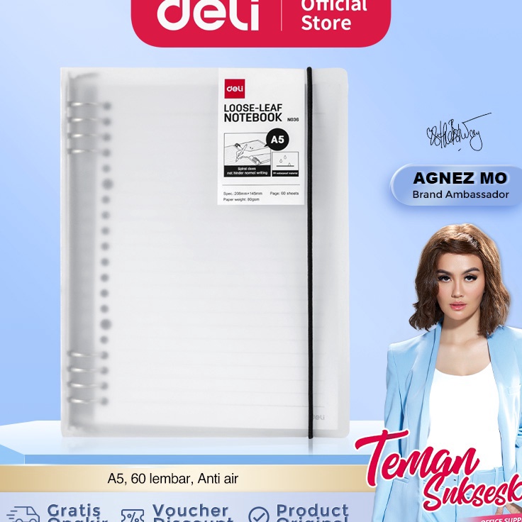 

Super Pembelian Deli Looseleaf Notebook Binder Buku Catatan A5 6 Lembar 8 Ring EN36