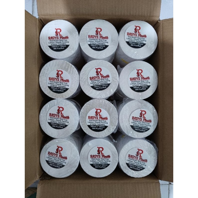 

H7Y 24 ROLL STIKER THERMAL 100X150 ISI 500PCS /ROLL (1DUS / 1KARTON) STIKER THERMAL A6
