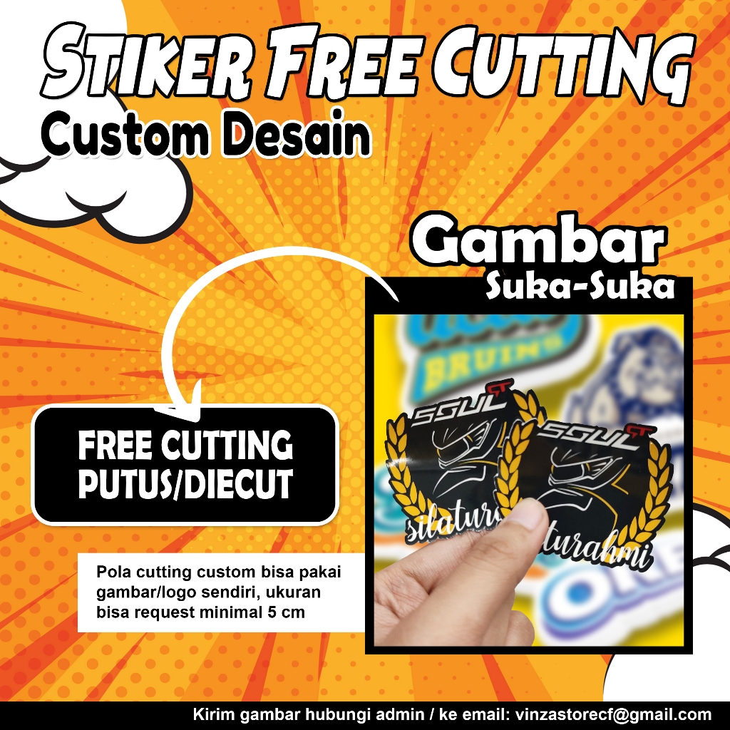 

CETAK STIKER FREE CUTTING PUTUS BAHAN VINYL ANTI AIR LANGSUNG KIRIM