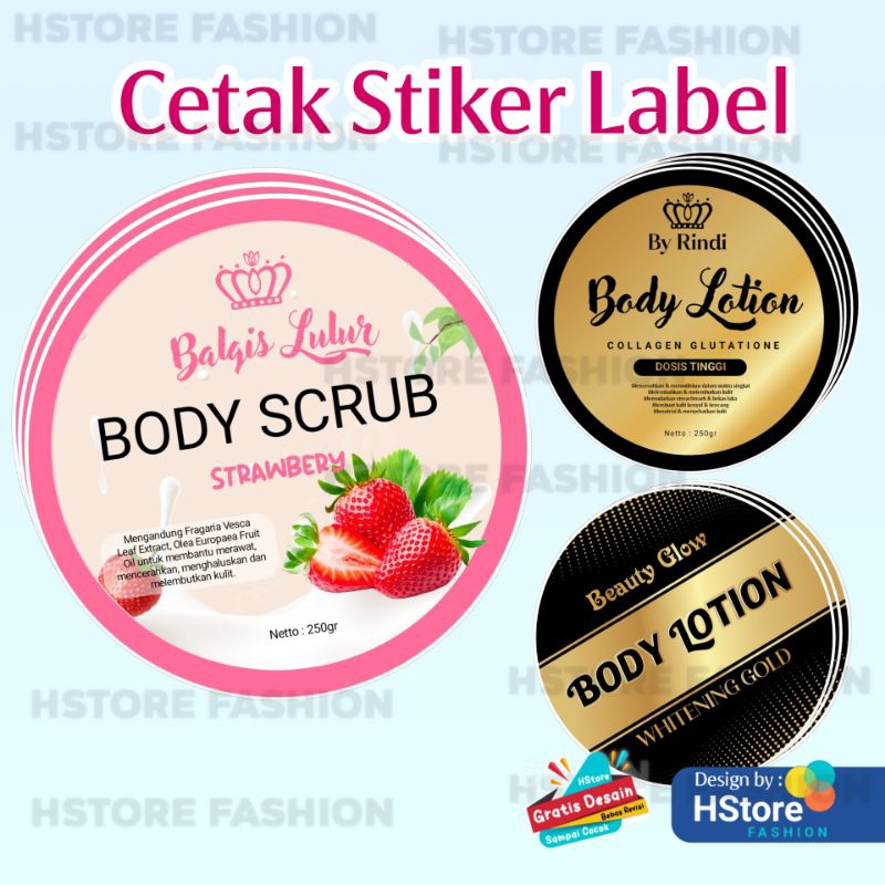 

Sticker Label Stiker Label Pot Skincare Body Lotion Hb Scrub Desain Baru Fresh