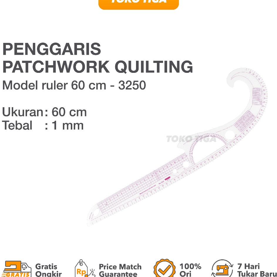 

Terkeren Penggaris JahitMenjahit Pola Quilting Patchwork Ruler 6cm 325