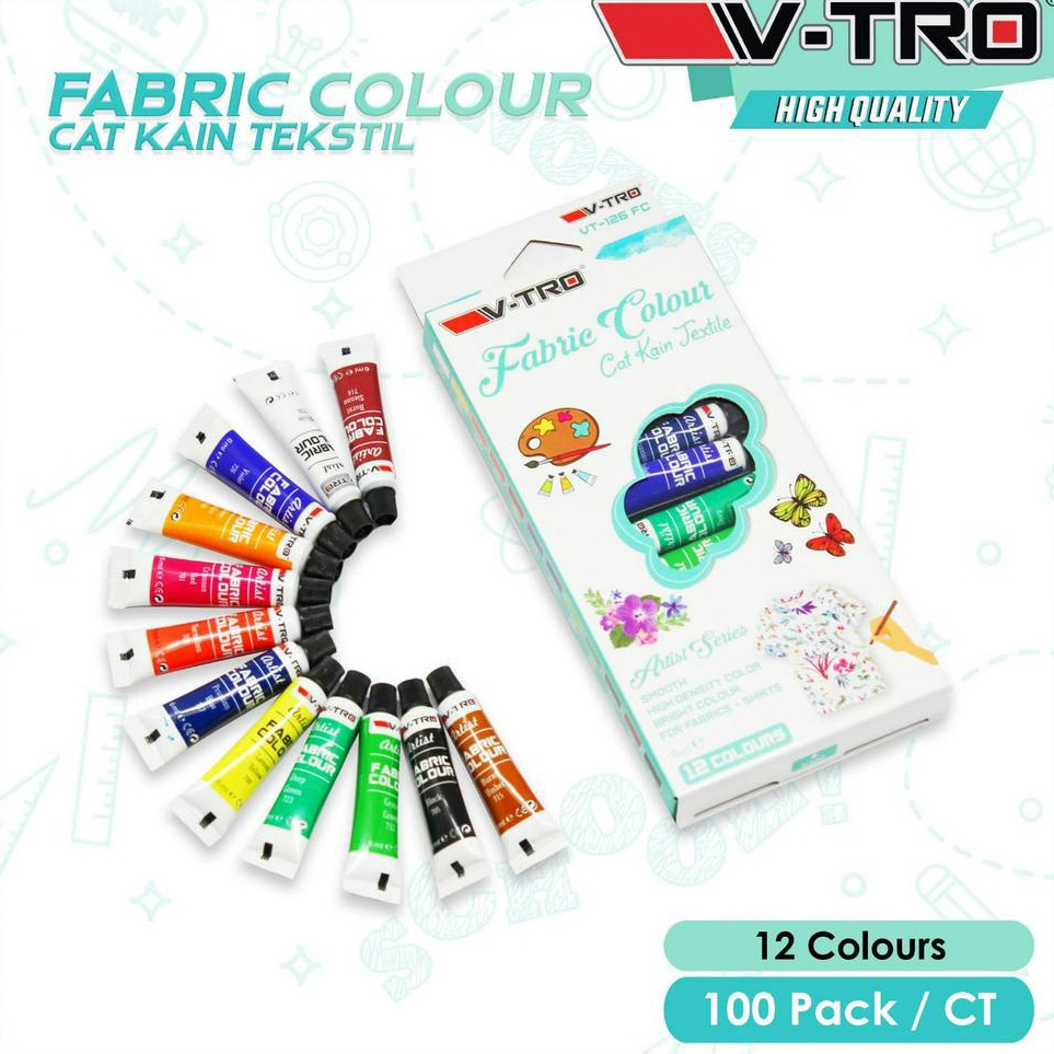 

Diskon Terupdate VTRO CAT KAIN TEKSTILFABRIC PAINT 12WARNA X 6ML