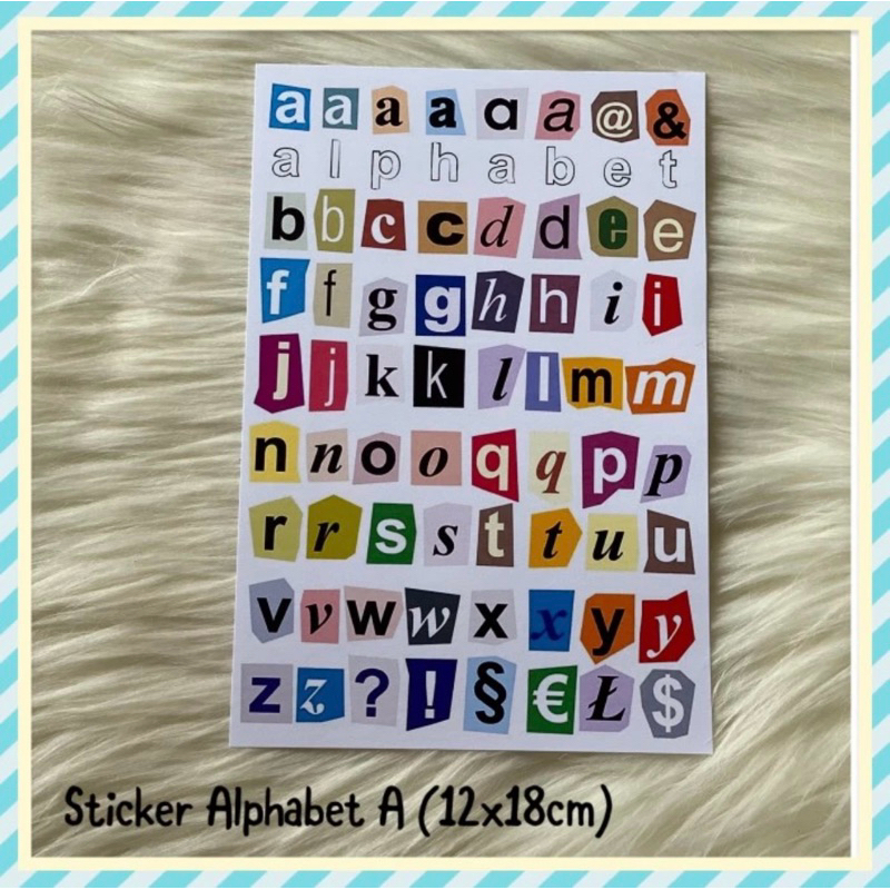 

sticker tempelan glossy huruf alphabet (belum dipotong)