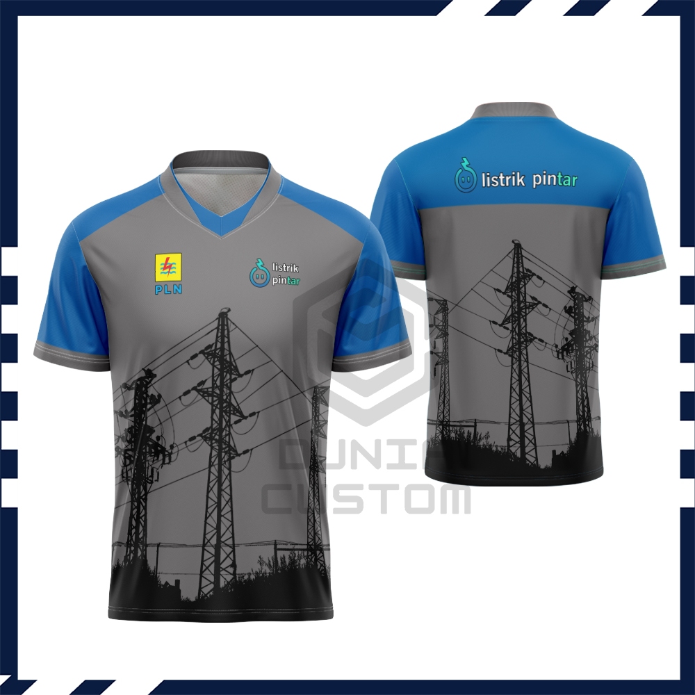 Kaos Pln / Baju Kaos Jersey Pria PLN Listrik Pintar Fullprint / Baju Pln Pria Free Custom Nama