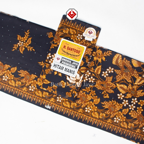 UNGGUL JAYA Kain Jarik Batik H. Santoso Hitam Manis No. 368 Primisima Cap Cent Motif Terkini Halus P