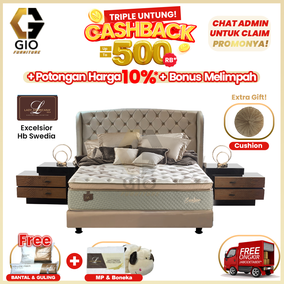 Kasur Lady Americana Excelsior - Lady Americana Spring Bed Excelsior (Full Set Mattress + Divan + He