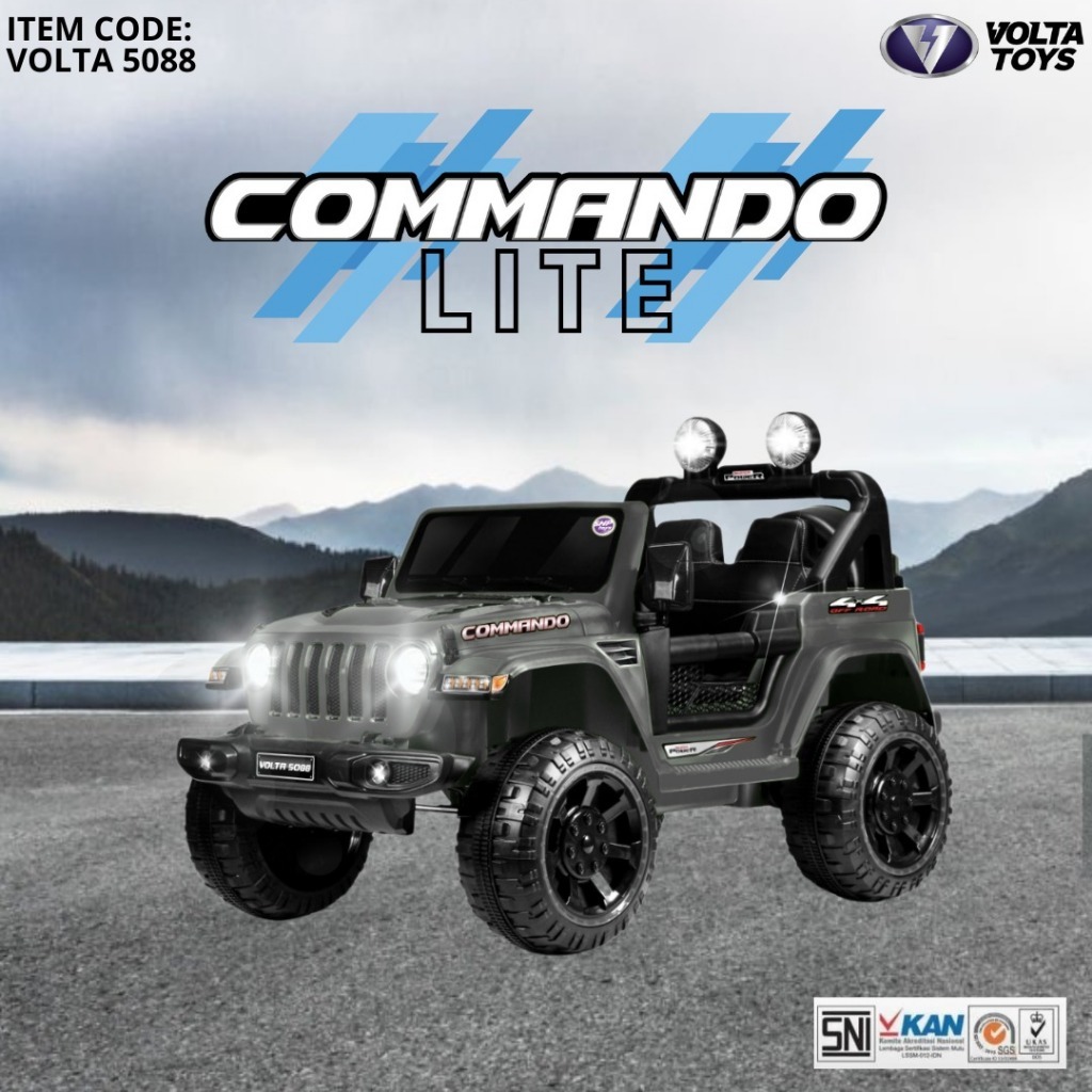 Mainan Mobil Aki Anak Commando Lite SHP VOLTA 5088 KOmando Ban Plastik Mainan Anak Mobil Aki - Hijau