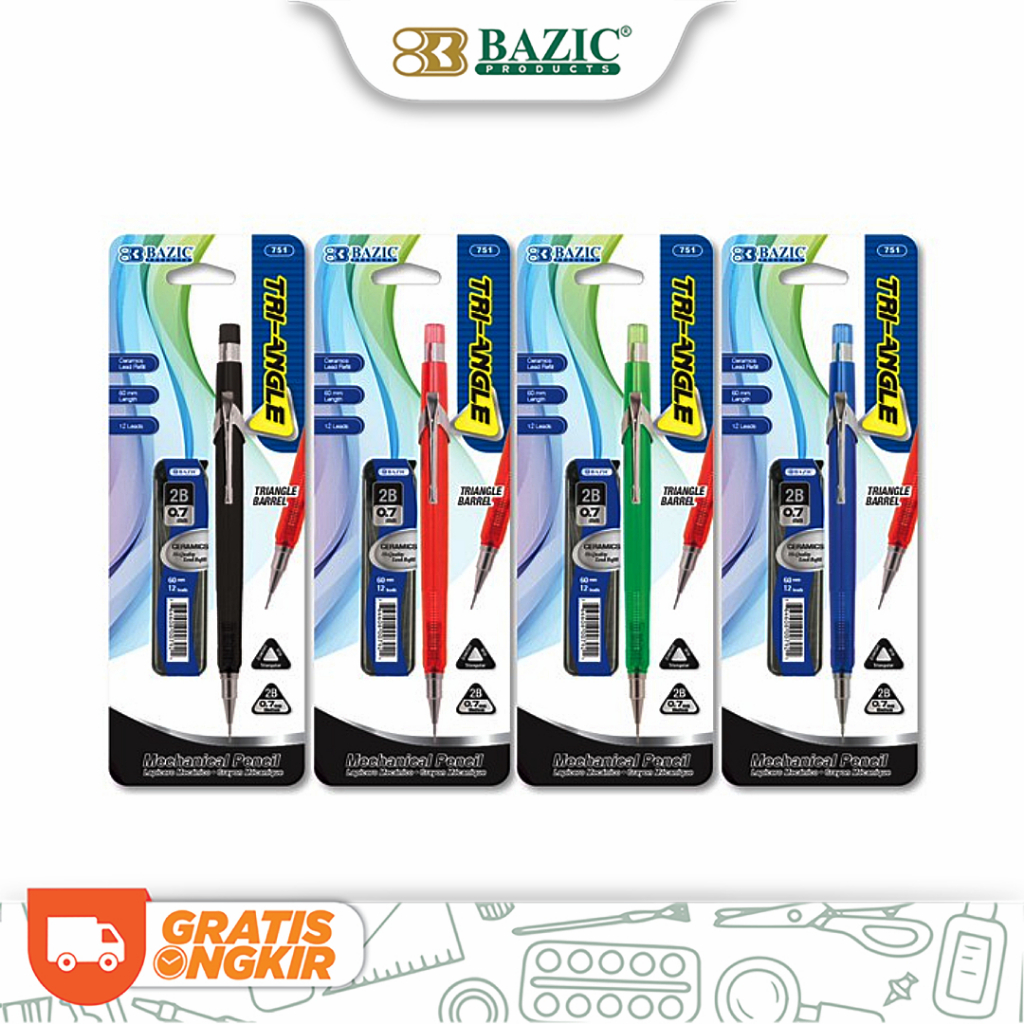 

Pensil Mekanik Gambar Bazic Triangle 0.7mm sama isi refill 2B / Mechanical Pencil Drafting