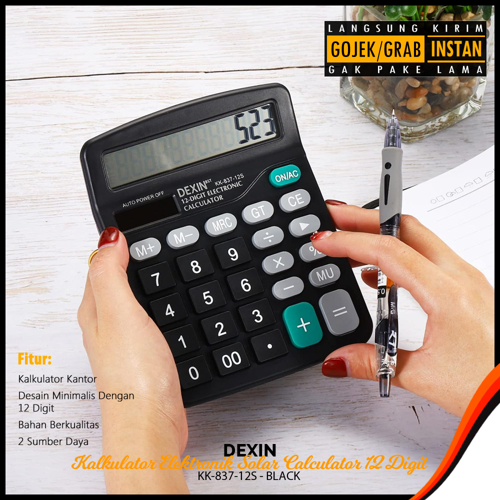 

Kalkulator Elektronik Solar Calculator 12 Digit - KK-837-12S - Black