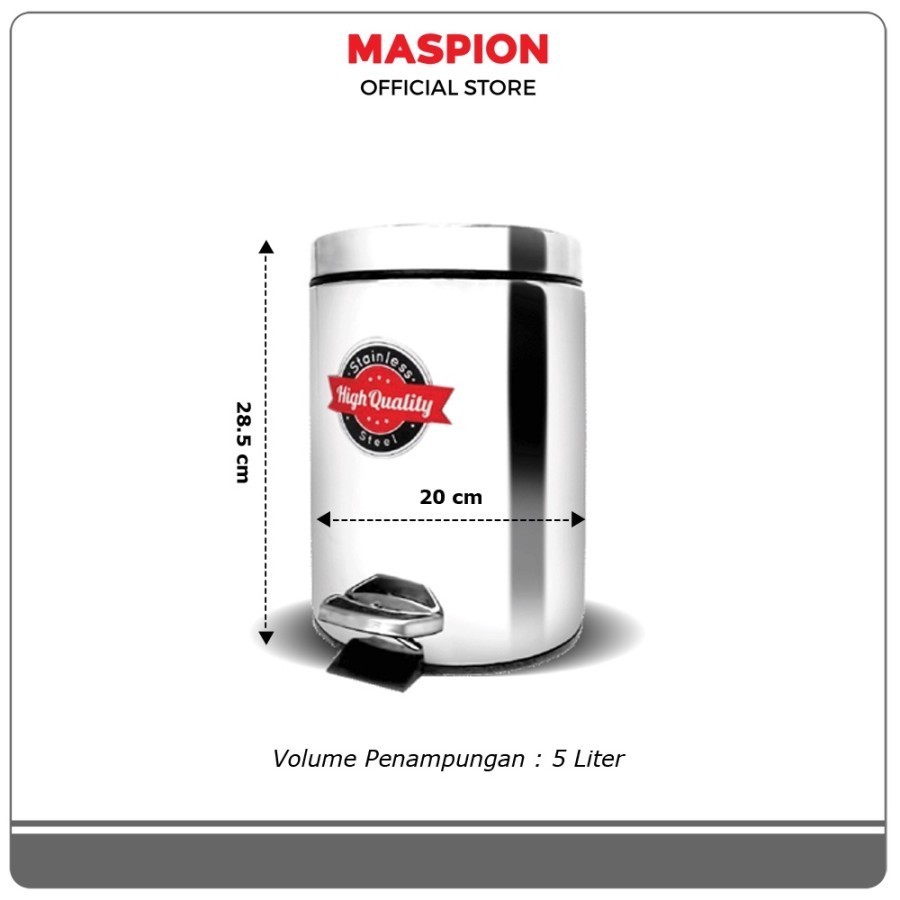 : TEMPAT SAMPAH INJAK / DUSTBIN STAINLESS 5 Liter, 12 Liter