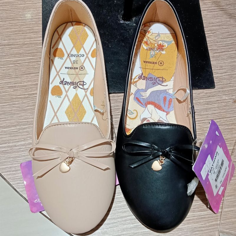 Flat Shoes lucu wanita dewasa hitam DISNEY NEVADA TERBARU New Arrival Insol Empuk 36-40