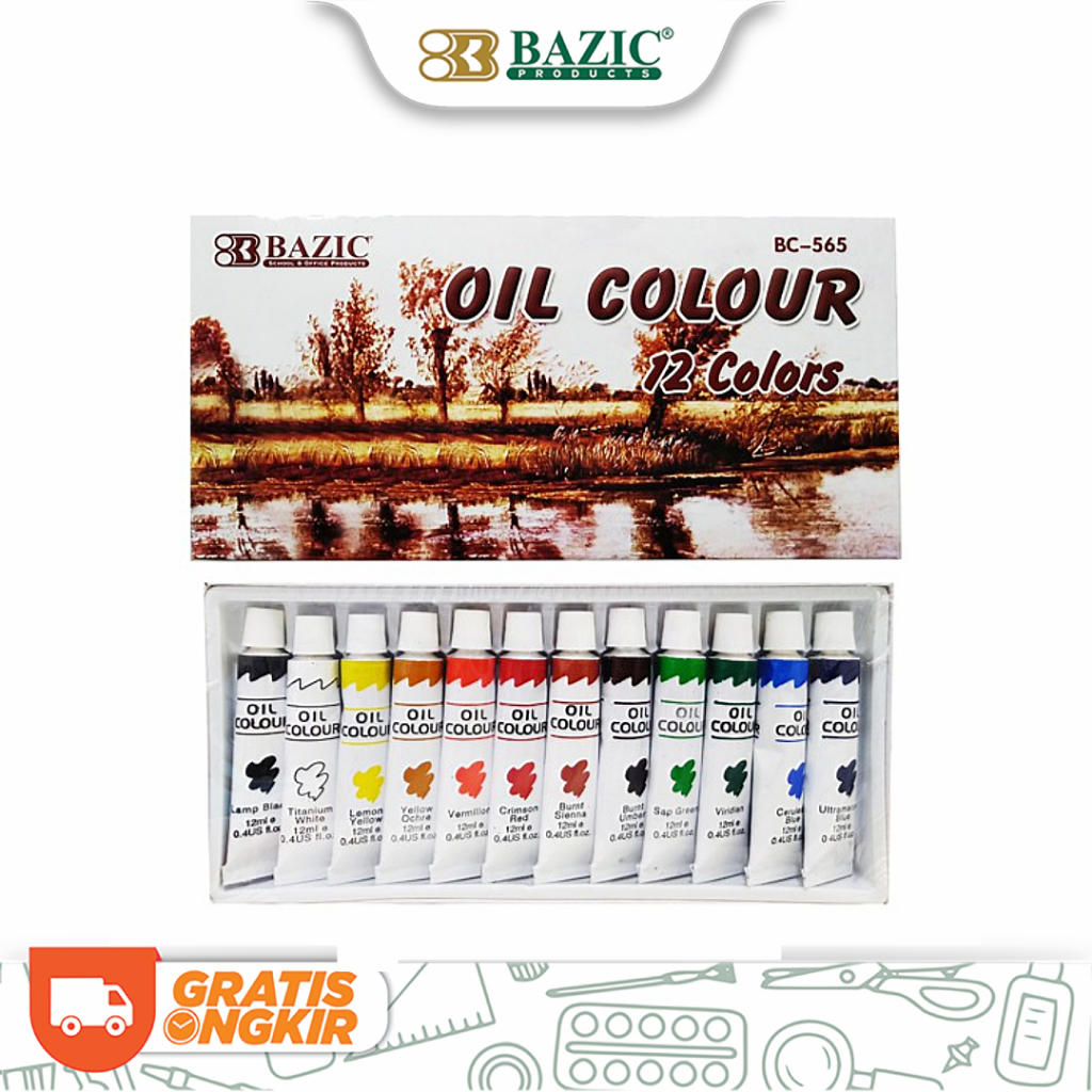 

Bazic Oil Colour 12 Colors - Cat Minyak Isi 12 Warna