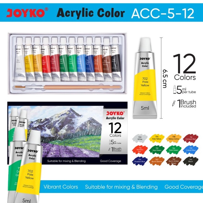 

KODE S52B Cat Akrilik Acrylic Color Joyko ACC5ML12 12 Warna