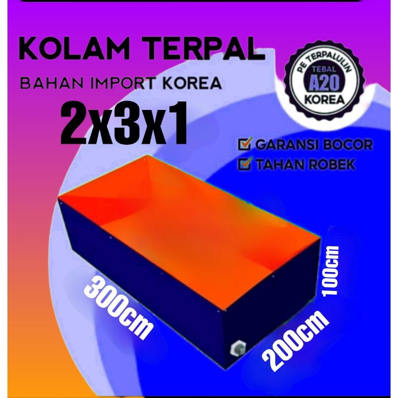 Terpal Kolam Terpal Ikan Kotak A20 korea 300x200x100/200x300x100/3x2x1/2x3x1 Kolam Terpal Bahan Kore