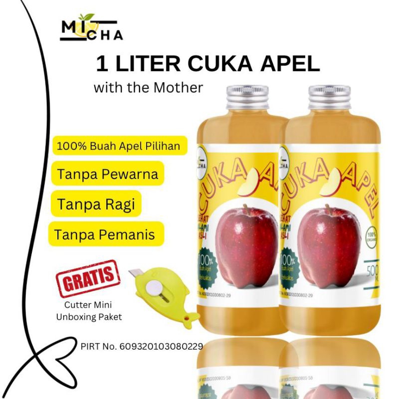 

1 Liter Cuka Apel With Mother Diet Detox Pelangsing