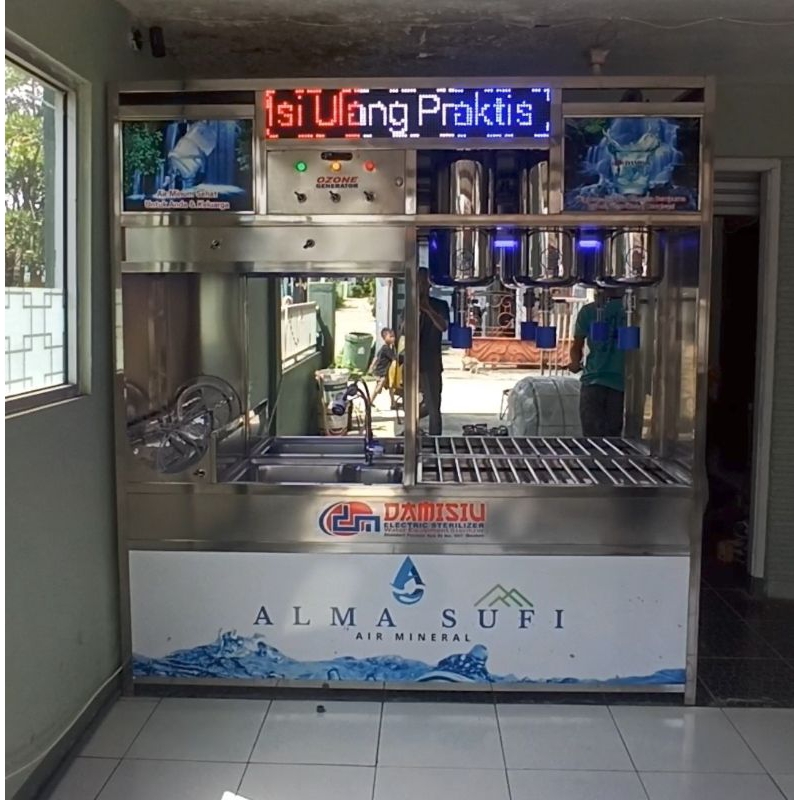 Partisi Depot Air Minum Isi Ulang Damisiu Model Terbaru dengan kantung air Bahan Full Stainless Mewa