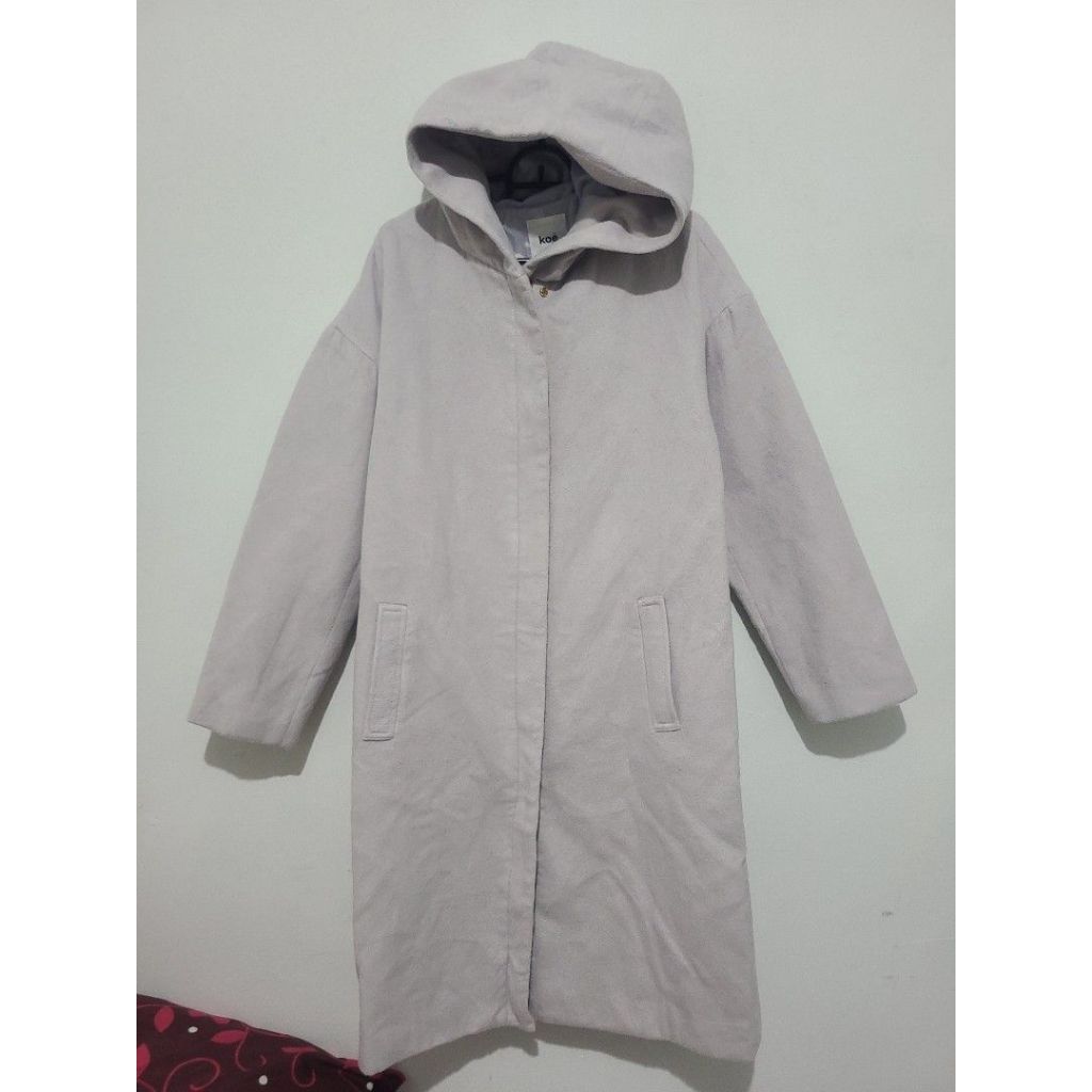 (PRELOVED PREMIUM) Long Coat Purple Ungu muda hoodie jaket super tebal musim dingin bahan halus dan 